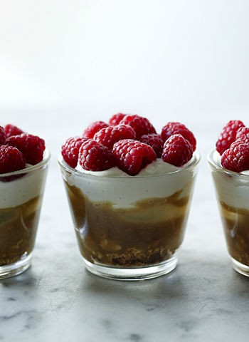 Raspberry, amaretti & salted caramel verrines