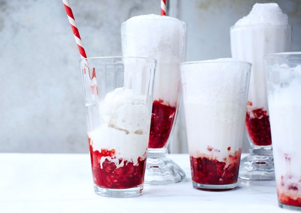 Raspberry and Aperol floats