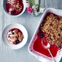 Raspberry and blueberry crisp