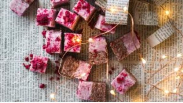 Raspberry and chocolate coconut ice