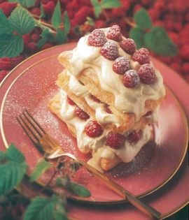 Raspberry and chocolate millefeuilles