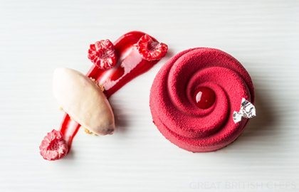 Raspberry and chocolate rose delice