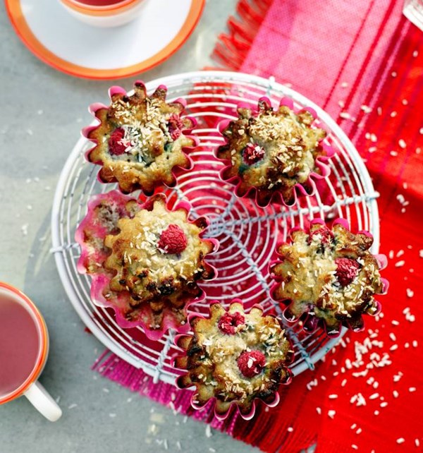 Raspberry and coconut muffins