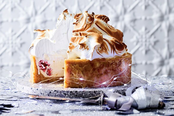 Raspberry and 'gingerbread' ice cream cake