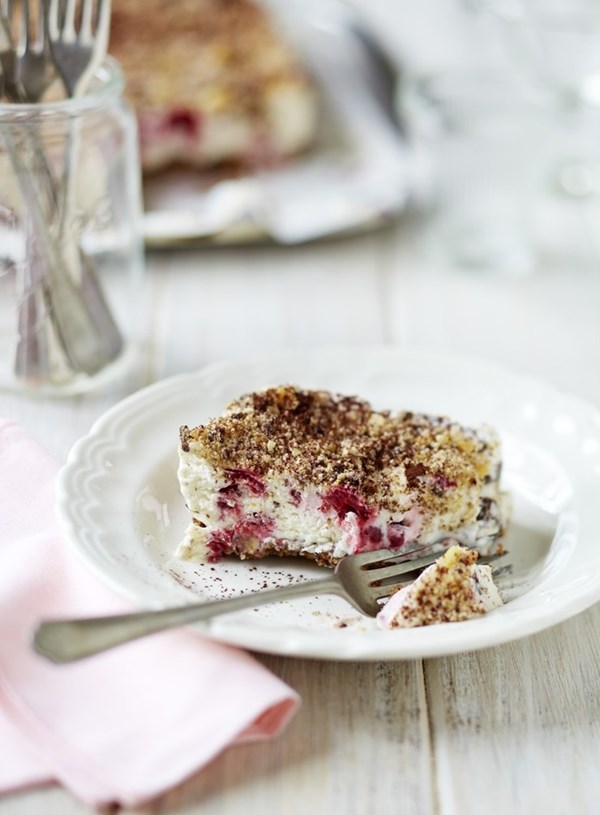 Raspberry and hazelnut semifreddo