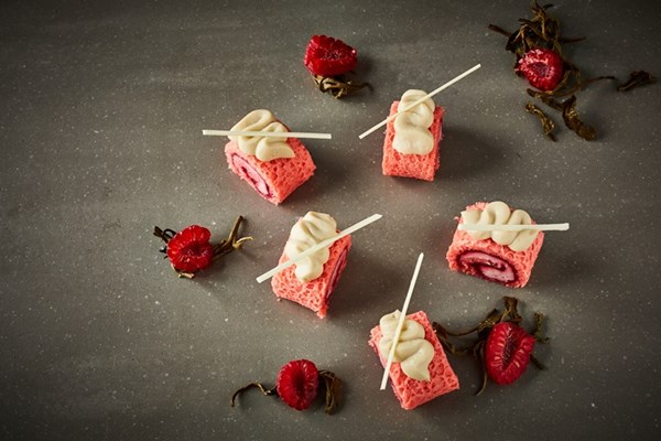  Raspberry and jasmine Swiss rolls