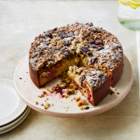 Raspberry and lemon crumble cake