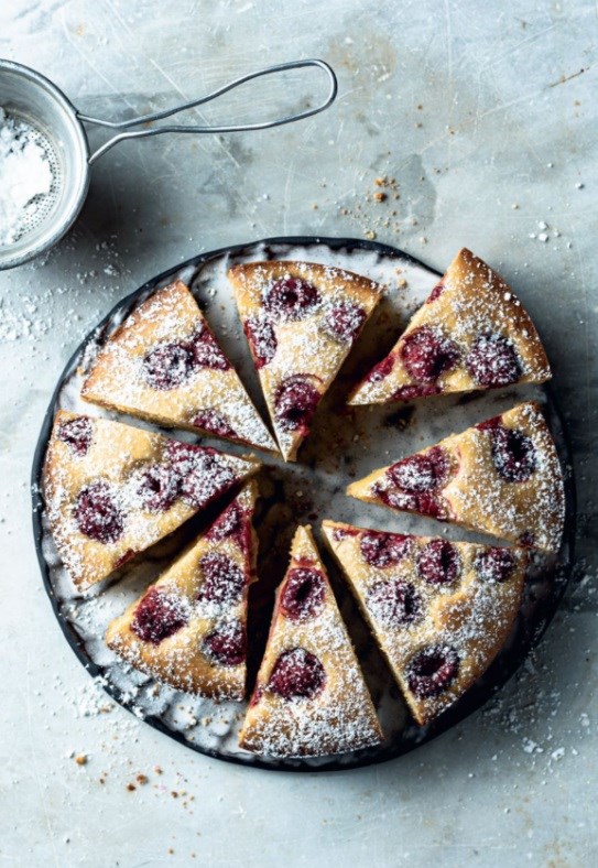 Raspberry and marzipan cake