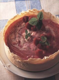 Raspberry and orange parfait in a chocolate case