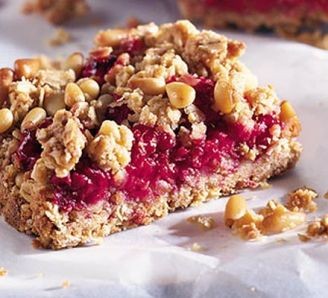 Raspberry and pine nut bars