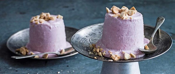 Raspberry and rosewater kulfi with toasted almond sprinkles
