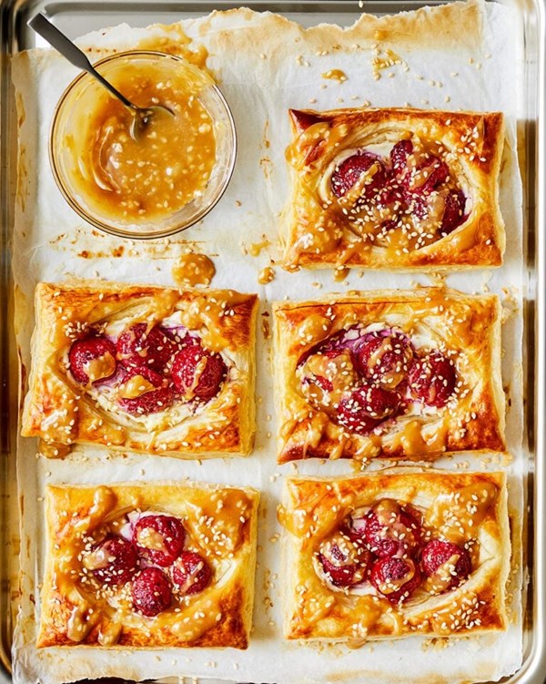  Raspberry and sesame cheesecake Danishes 