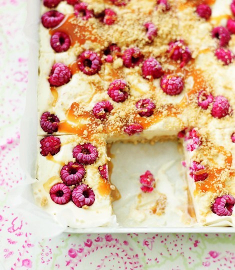 Raspberry and toffee ice cream bars