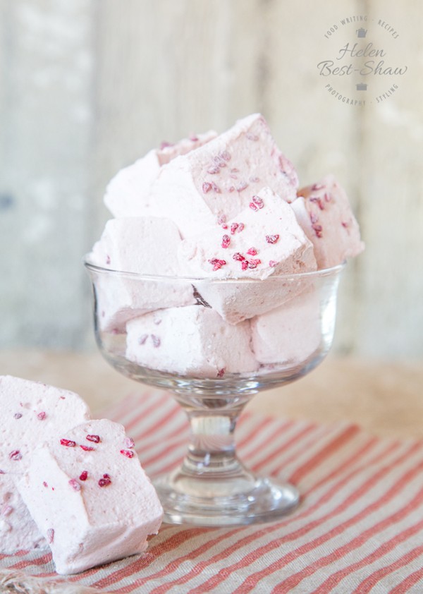 Raspberry and vanilla homemade marshmallows