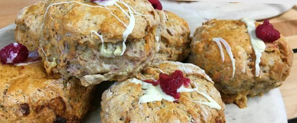 Raspberry and white chocolate scones