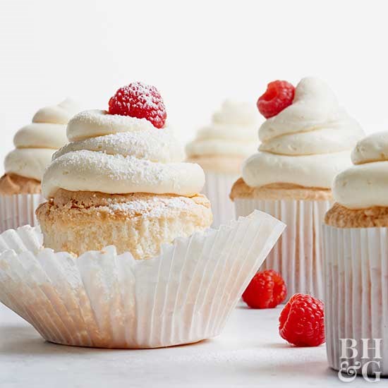 Raspberry angel cupcakes