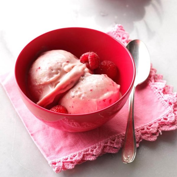 Raspberry-banana soft serve