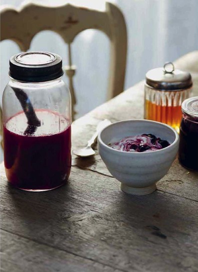 Raspberry, blueberry & apple compote