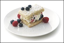 Raspberry-blueberry whipped cream stacks