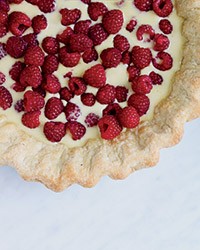 Raspberry-brown butter custard pie