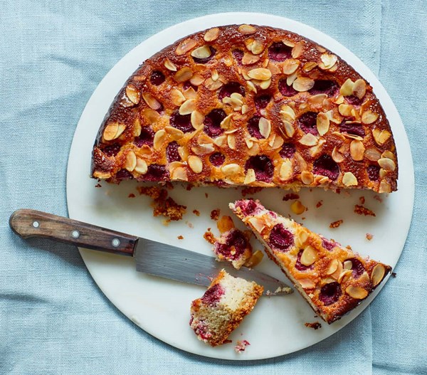 Raspberry, cardamom and almond cake