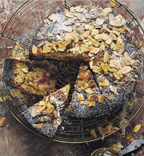 Raspberry, chocolate & almond cake