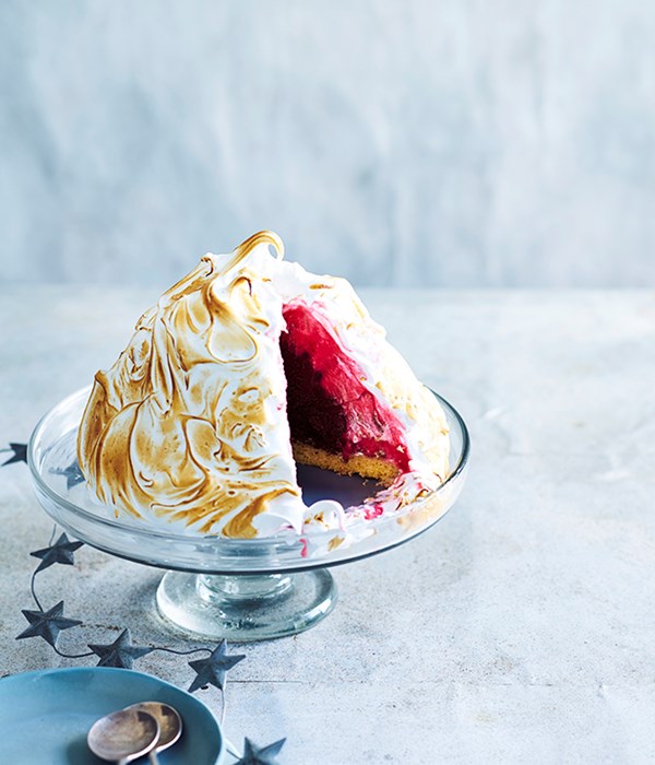Raspberry-chocolate bombe Alaska