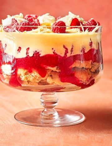 Raspberry, clotted cream and scone trifle