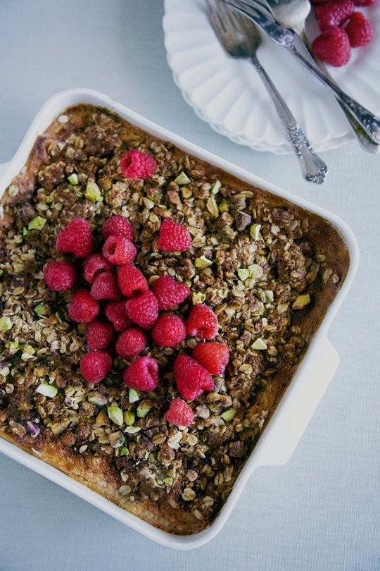 Raspberry cookie butter baked oatmeal