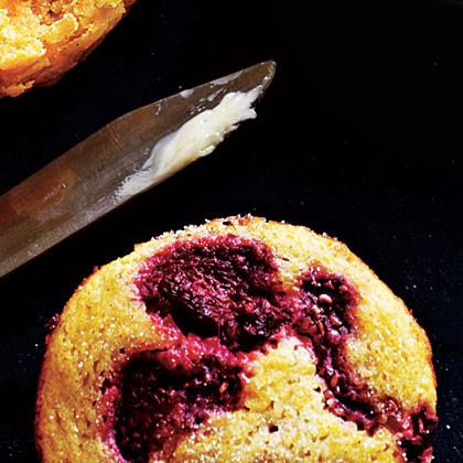 Raspberry-cornmeal muffins