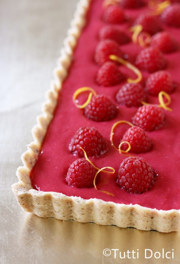 Raspberry curd tart