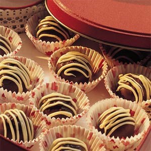Raspberry-fudge truffles