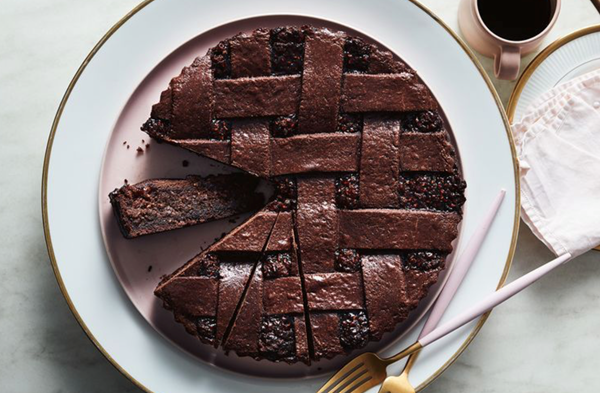 Raspberry, hazelnut and chocolate crostata