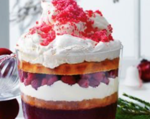 Raspberry, honey and coconut cloud trifle
