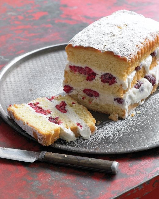 Raspberry ice-cream cake