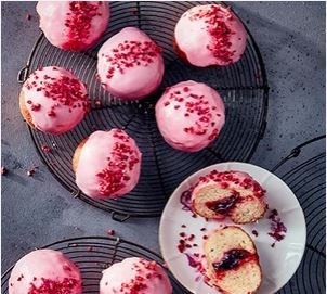 Raspberry jam doughnuts