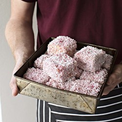 Raspberry lamingtons [Kate Fay]