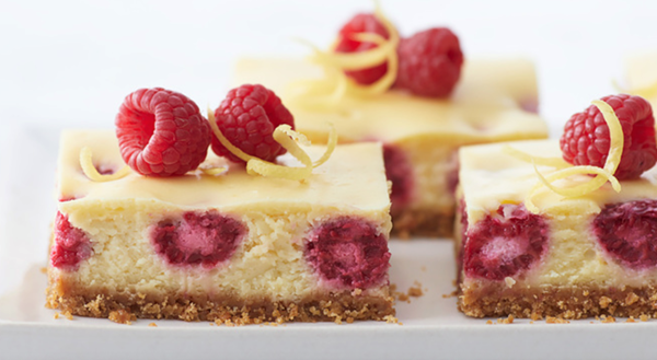 Raspberry-lemon cheesecake bars