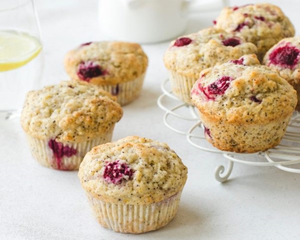 Raspberry lemon poppy seed muffins
