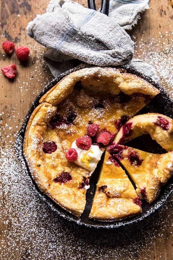 Raspberry lemon ricotta Dutch baby