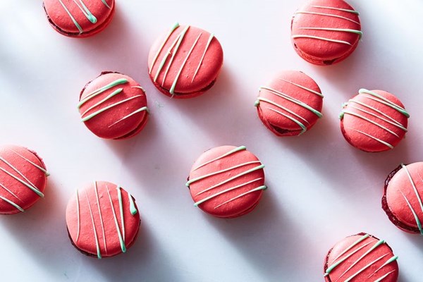 Raspberry-lime macarons