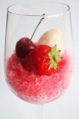 Raspberry, lychee & pink Moscato granita