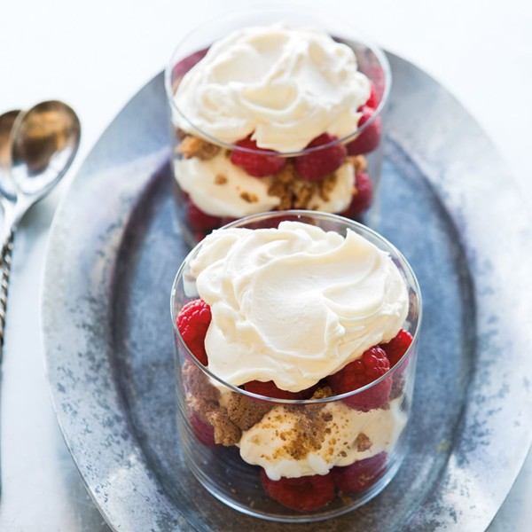 Raspberry-mascarpone parfaits with amaretti