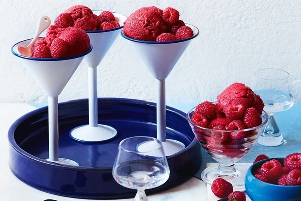 Raspberry mastiha sorbet