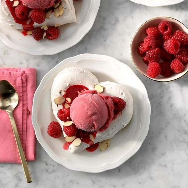 Raspberry meringue hearts