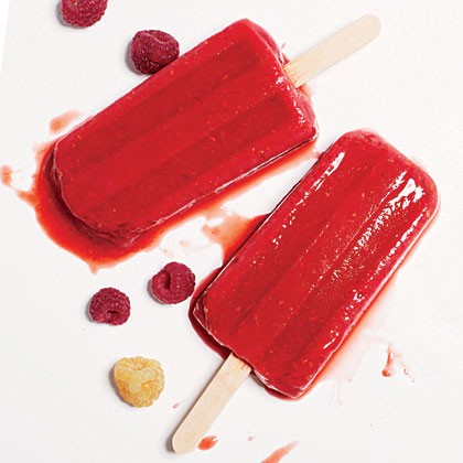 Raspberry-mint ice pops