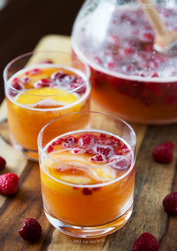 Raspberry peach Prosecco punch