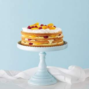 Raspberry-peach trifle cake