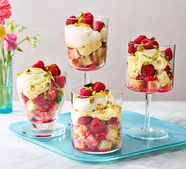 Raspberry, pistachio & lemon curd trifles