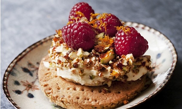 Raspberry pistachio tarts
